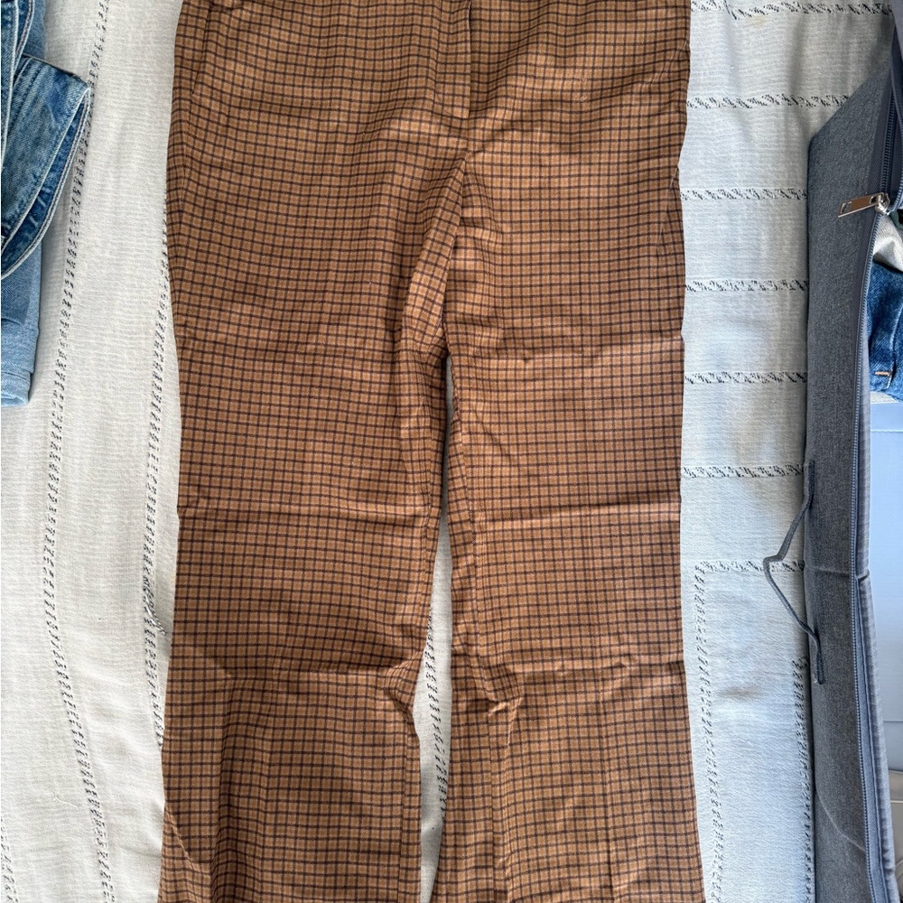 Michael Kors Collection Wool Brown Checkered Pants